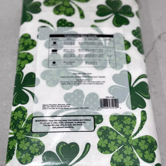 NEW: Happy St. Patrick's Day Oblong Vinyl Tablecloth - 52x70' - Picture 3 of 4